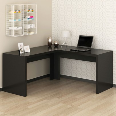 Mesa para Escritório Angular Preto Me4116 - Tecno Mobili