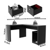 Mesa para Escritório 2 Gavetas Preto Me4129 - Tecno Mobili