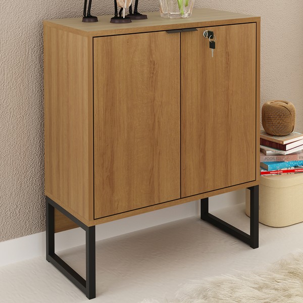 Armário para Escritório 2 Portas Amendoa/Preto Me4154 - Tecno Mobili