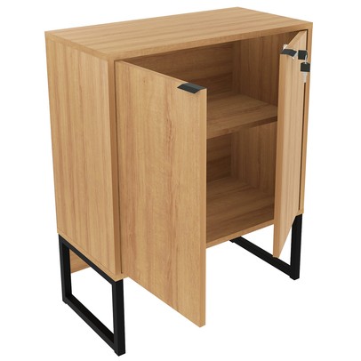 Armário para Escritório 2 Portas Amendoa/Preto Me4154 - Tecno Mobili