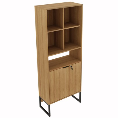 Estante para Livros 2 Portas Amendoa/Preto Me4155 - Tecno Mobili