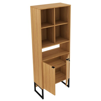 Estante para Livros 2 Portas Amendoa/Preto Me4155 - Tecno Mobili