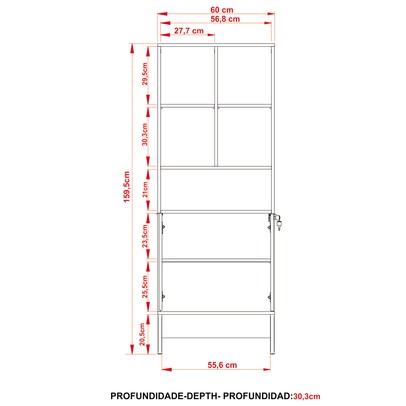 Estante para Livros 2 Portas Amendoa/Preto Me4155 - Tecno Mobili
