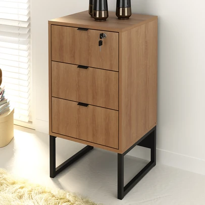 Gaveteiro 3 Gavetas Amendoa/Preto Me4158 - Tecno Mobili