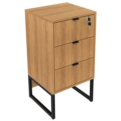 Gaveteiro 3 Gavetas Amendoa/Preto Me4158 - Tecno Mobili