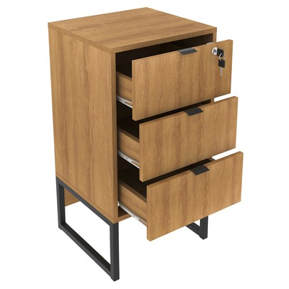 Gaveteiro 3 Gavetas Amendoa/Preto Me4158 - Tecno Mobili