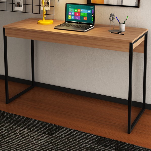 Mesa Escrivaninha Amendoa/Preto Me4160 - Tecno Mobili