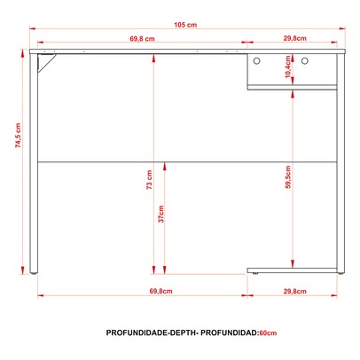 Mesa Gamer 1 Prateleira Preto/Azul Me4161 - Tecno Mobili