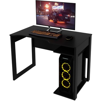 Mesa Gamer 1 Prateleira Preto Me4161 - Tecno Mobili