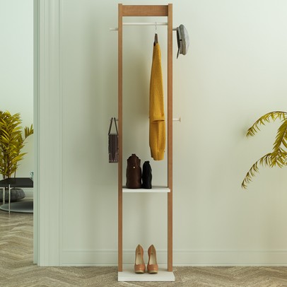 Cabideiro Mancebo Amêndoa/Branco Az1019 - Tecno Mobili