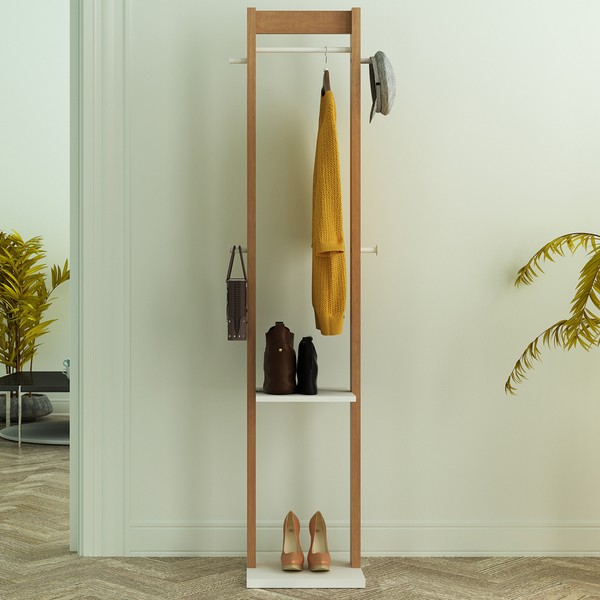 Cabideiro Mancebo Amêndoa/Branco Az1019 - Tecno Mobili