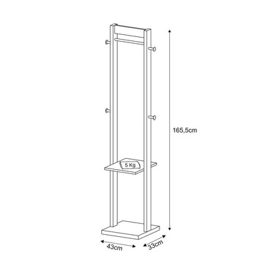 Cabideiro Mancebo Amêndoa/Branco Az1019 - Tecno Mobili