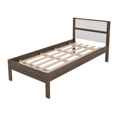 Cama de Solteiro Nogal/Branco Cm8004 - Tecno Mobili