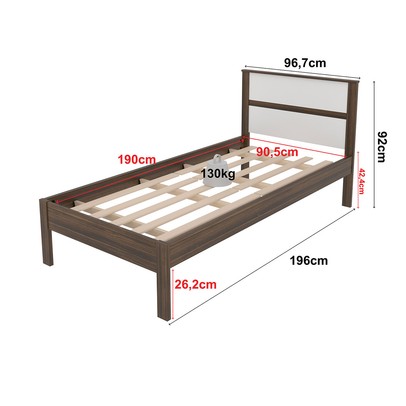 Cama de Solteiro Nogal/Branco Cm8004 - Tecno Mobili