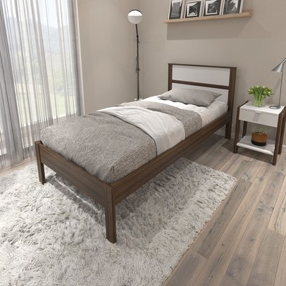 Cama de Solteiro Nogal/Branco Cm8004 - Tecno Mobili