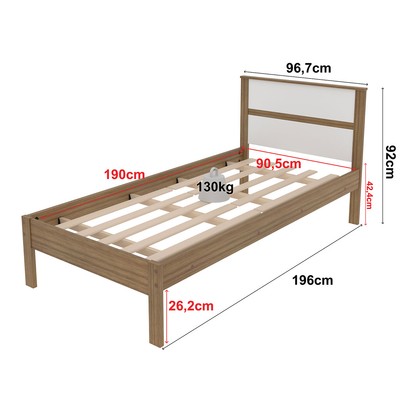Cama de Solteiro Amendoa/Branco Cm8004 - Tecno Mobili
