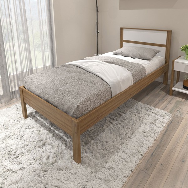 Cama de Solteiro Amendoa/Branco Cm8004 - Tecno Mobili
