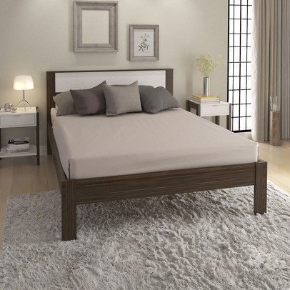 Cama de Casal Nogal/Branco Cm8005 - Tecno Mobili