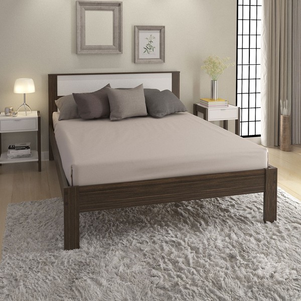Cama de Casal Nogal/Branco Cm8005 - Tecno Mobili
