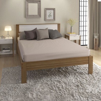 Cama de Casal Amendoa/Branco Cm8005 - Tecno Mobili