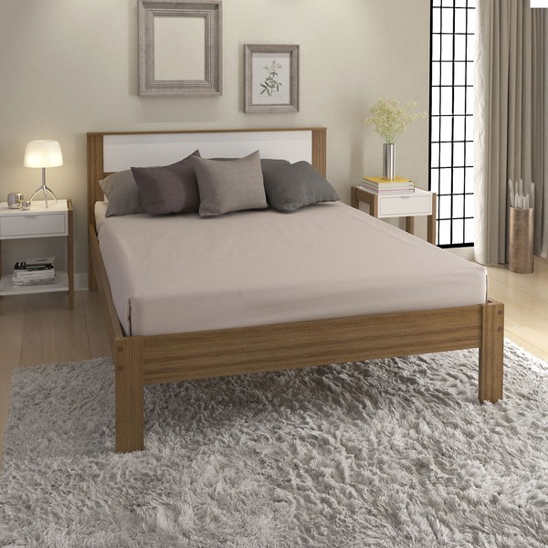 Cama de Casal Amendoa/Branco Cm8005 - Tecno Mobili