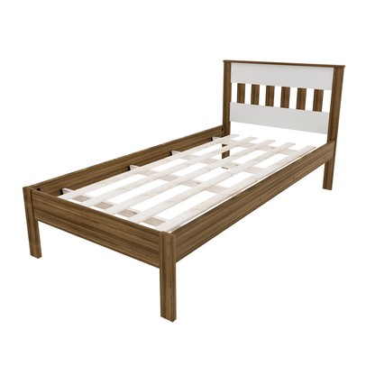 Cama de Solteiro Nogal/Branco Cm8006 - Tecno Mobili