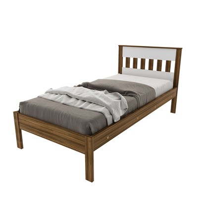 Cama de Solteiro Nogal/Branco Cm8006 - Tecno Mobili