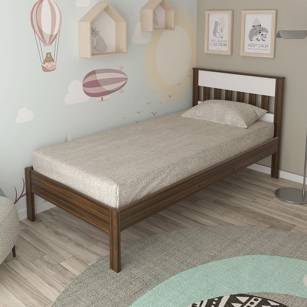 Cama de Solteiro Nogal/Branco Cm8006 - Tecno Mobili