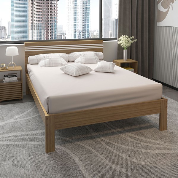 Cama de Casal Amendoa/Branco Cm8009 - Tecno Mobili