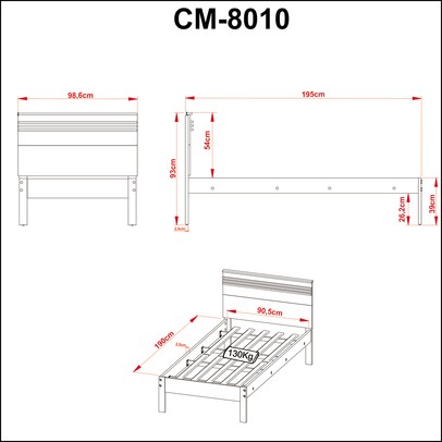 Cama de Solteiro Nogal/Branco Cm8010 - Tecno Mobili