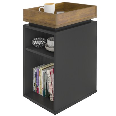 Mesa de Canto Olivia 3 Nichos Preto/Pinho – Artely