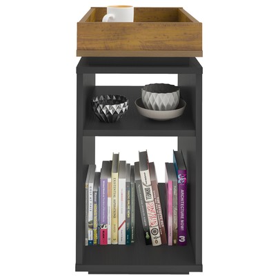 Mesa de Canto Olivia 3 Nichos Preto/Pinho – Artely