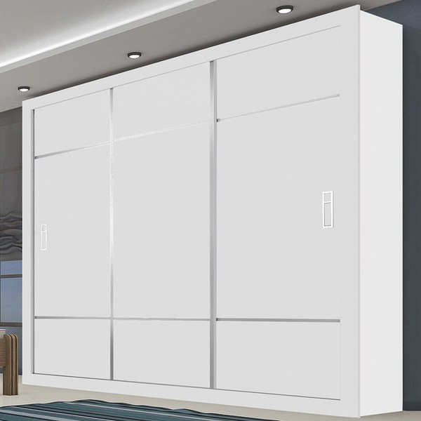 Guarda-Roupa Casal Lotse 3 Portas de Correr 4 Gavetas Nevada - Carioca Móveis