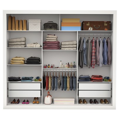 Guarda-Roupa Casal Lotse 3 Portas de Correr 4 Gavetas Nevada - Carioca Móveis