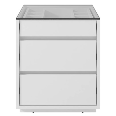 Mesa de Cabeceira Belize 3 Gavetas Branco - Casa D