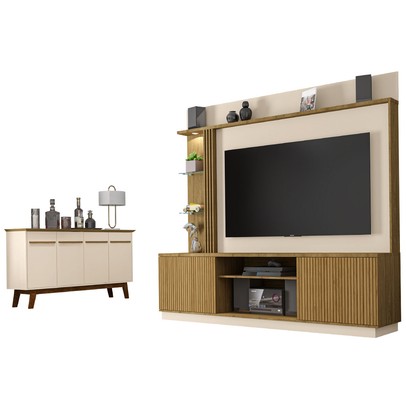 Sala de Estar Completa para TV Até 50 Polegadas Atlanta Cinamomo/Off White - Bechara