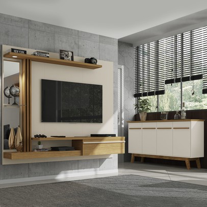 Sala de Estar Completa para TV Até 55 Polegadas Denver Cinamomo/Off White - Bechara