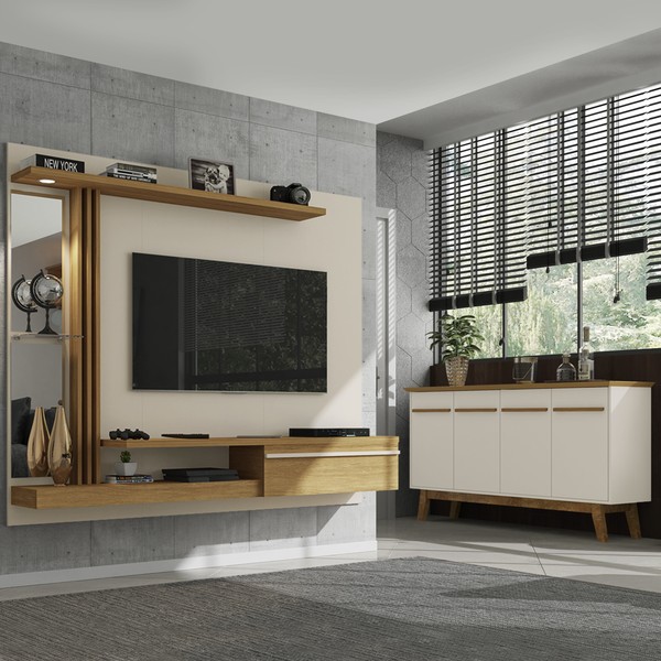 Sala de Estar Completa para TV Até 55 Polegadas Denver Cinamomo/Off White - Bechara