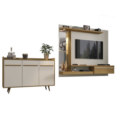 Sala de Estar Completa para TV Até 55 Polegadas Quartzo Cinamomo/Off White - Bechara