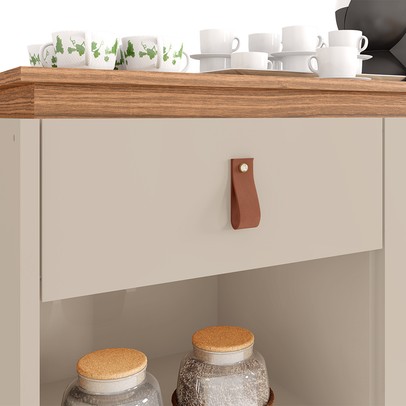 Aparador Café Rubi 1 Porta 1 Gaveta Off White/Noce - Casa D