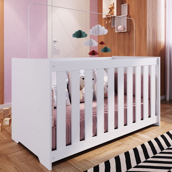 Berço Aconchego com Colchão Branco - Completa Móveis