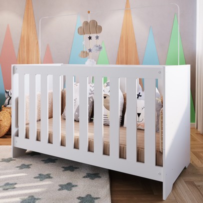 Berço Aconchego 3 em 1 com Colchão Branco - Completa Móveis
