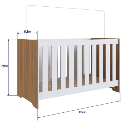 Berço Aconchego 3 em 1 com Colchão Nogal Manchester/Branco - Completa Móveis