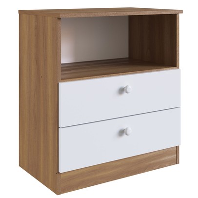 Cômoda Infantil Aconchego 2 Gavetas Nogal Manchester/Branco - Completa Móveis
