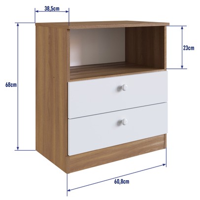 Cômoda Infantil Aconchego 2 Gavetas Nogal Manchester/Branco - Completa Móveis