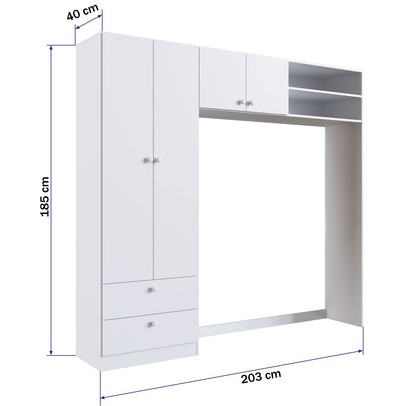 Guarda-Roupa Infantil Aconchego 4 Portas 2 Gavetas Branco - Completa Móveis
