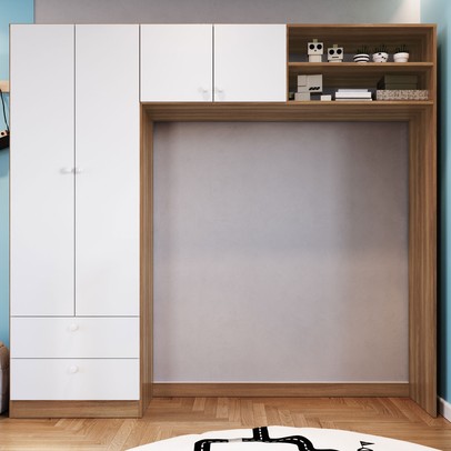 Guarda-Roupa Infantil Aconchego 4 Portas 2 Gavetas Nogal Manchester/Branco - Completa Móveis