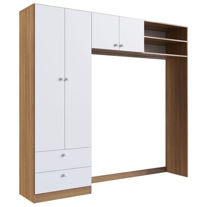 Guarda-Roupa Infantil Aconchego 4 Portas 2 Gavetas Nogal Manchester/Branco - Completa Móveis