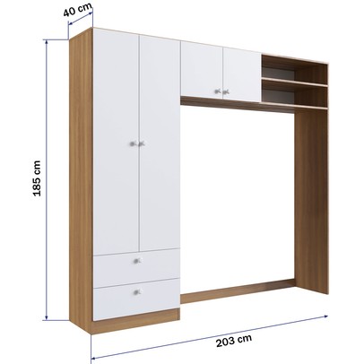 Guarda-Roupa Infantil Aconchego 4 Portas 2 Gavetas Nogal Manchester/Branco - Completa Móveis