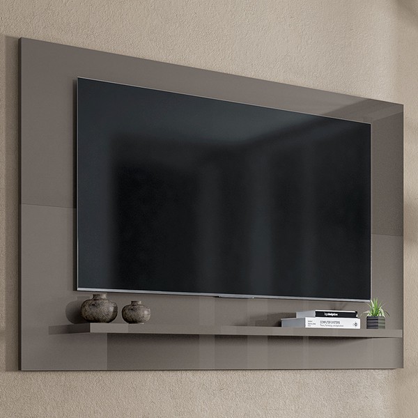 Painel para TV Até 60 Polegadas Safira 1 Prateleira Cinza Perola - Casa D